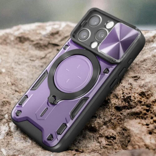 Etui - AVIZAR - iPhone 15 Pro - Integreret kamerabeskyttelse - Magnetisk ring - Lilla 2