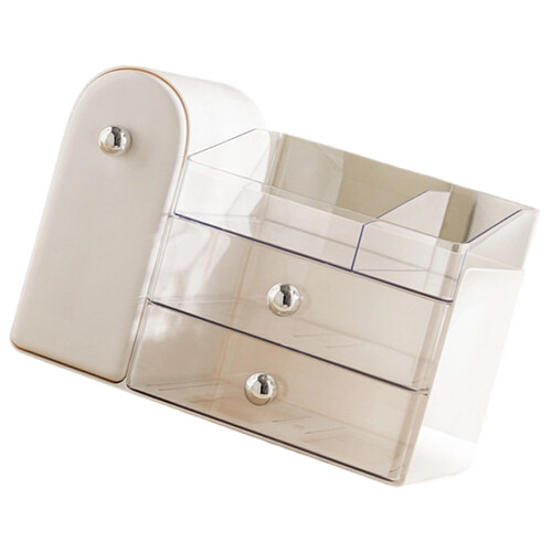 Makeup Organizers with Brushes Holder Countertop Makeup-White