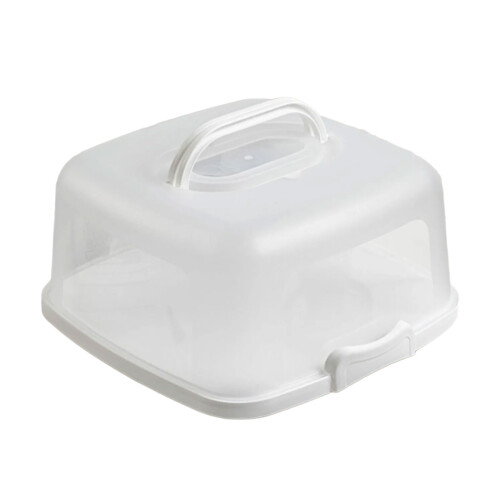 Transparent Cake Transport Box Dustproof Food Storage-White
