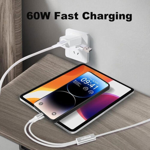 Multi Cable USB C, [1.2M] 4-en-1 Universel Cable Chargeur USB C avec 2 Type C Charge R 2