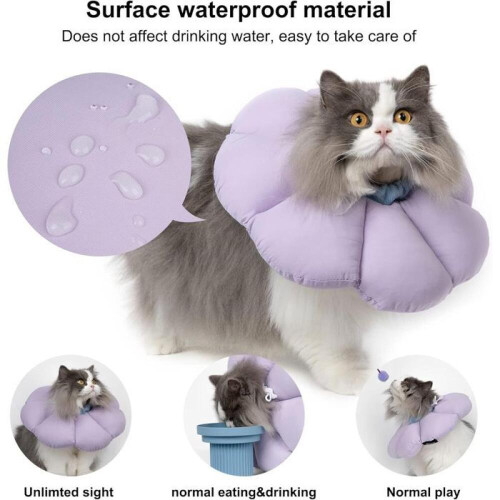 Colerette Chat Anti Léchage, Collier de Récupération Adjustable ja Imperméable pour Chat,C 1