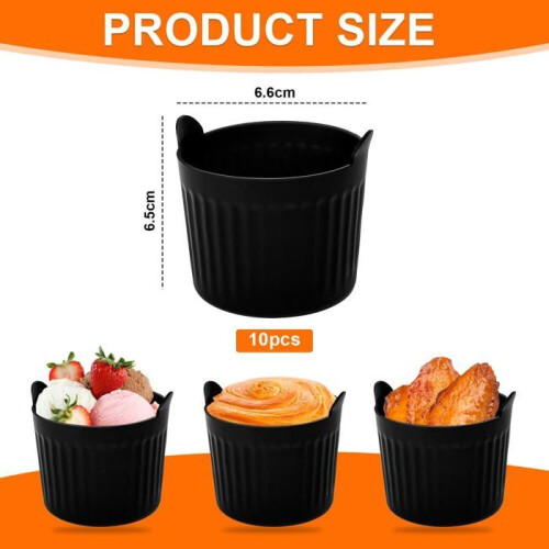 Σετ 10 φορμών σιλικόνης για muffins, 6,5 x 6,5 εκ., φορμών για cupcakes για φριτέ 1