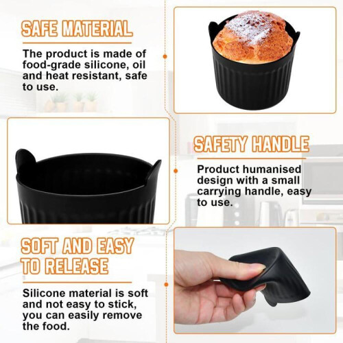 Σετ 10 φορμών σιλικόνης για muffins, 6,5 x 6,5 εκ., φορμών για cupcakes για φριτέ 2