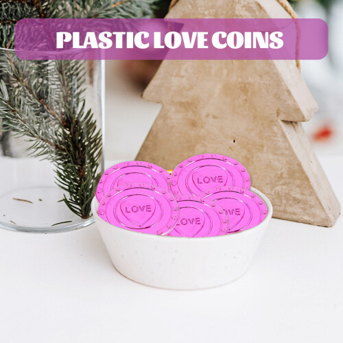 100 Red Plastic Love Coins for Valentine's Party Decor 2