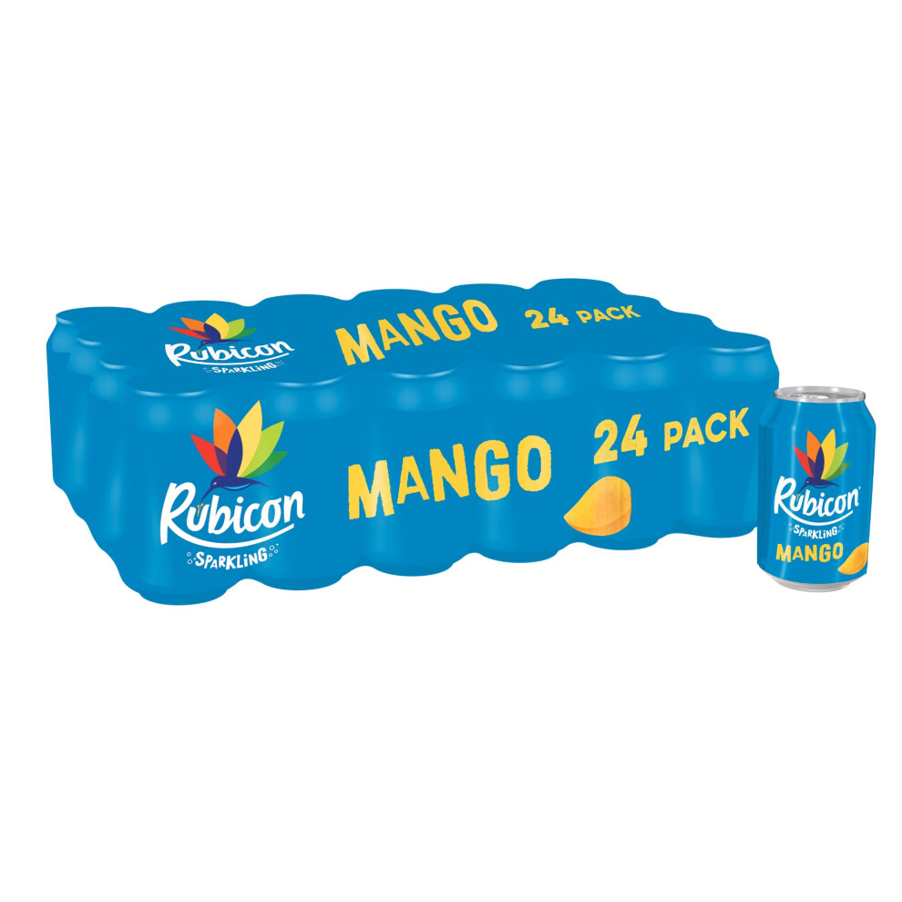 Rubicon 24 Pack Sparkling Mango Flavoured Fizzy Drink With Real Fruit Juice