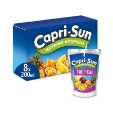 Capri-Sun Tropical Kids' Juice Drink (8 x 200ml) Made with Real Fruit Juice - No Artificial Ingredients - Vegan, Gluten Free