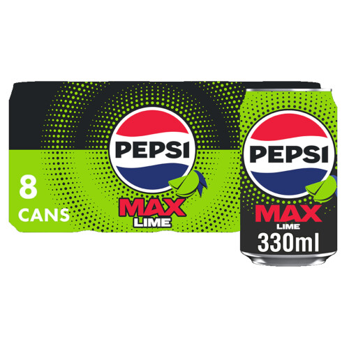 Pepsi Pepsi Max Lime No Sugar Soft Drinks, 8 x 330ml