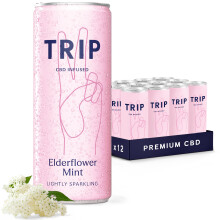 TRIP CBD Drink, Sparkling Elderflower Mint Fizzy Drink, Low Calorie,