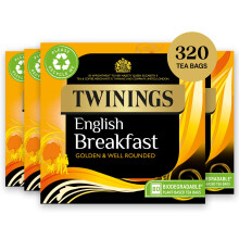 Twinings English Breakfast Tea 4 x 80 Biodegradable PlantBased Tea Bags