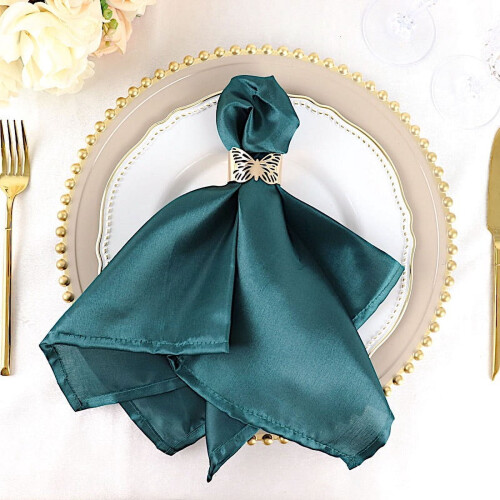 Σετ 5 χαρτοπετσετών Peacock Teal από σατέν 20" 1