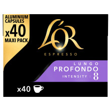 LOR Espresso Lungo Profondo Coffee Pods x40 Intensity 8 Pack of 5 Total 200
