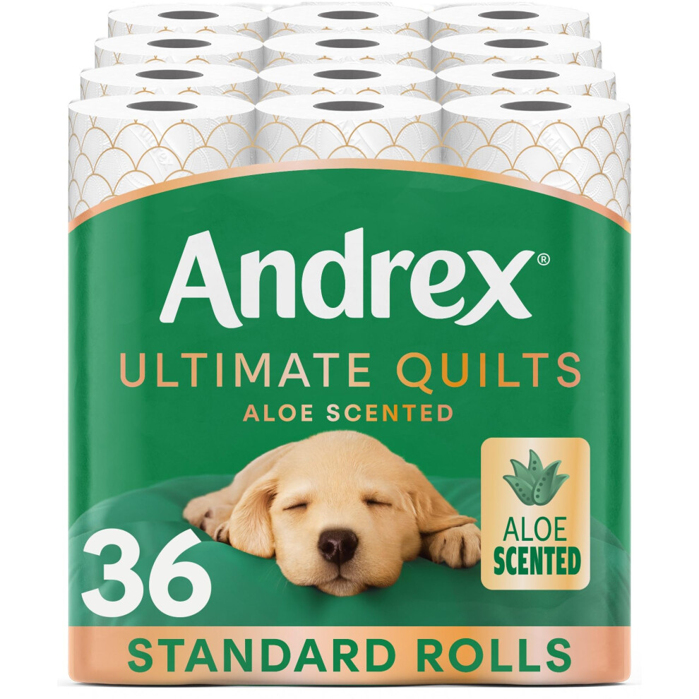 Andrex Ultimate Quilt Toilet Roll - 36 Toilet Rolls With Aloe Vera Fragrance, 3-Ply, Bulk Buy, Soft, Thick Sheets, Fsc Certified