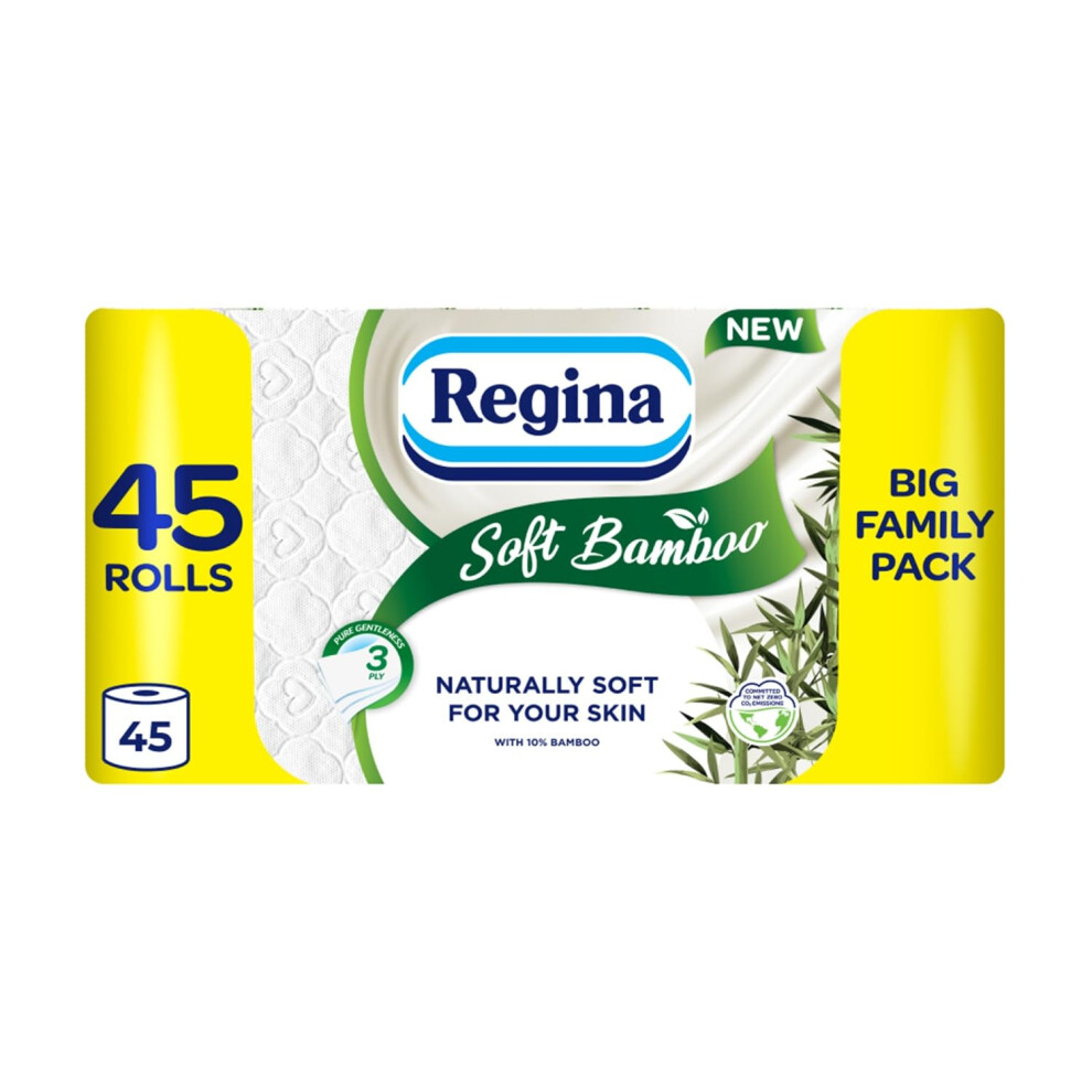 Regina Soft Bamboo 45 Rolls Of Toilet Tissue 3 Ply 160 Sheets Naturally So