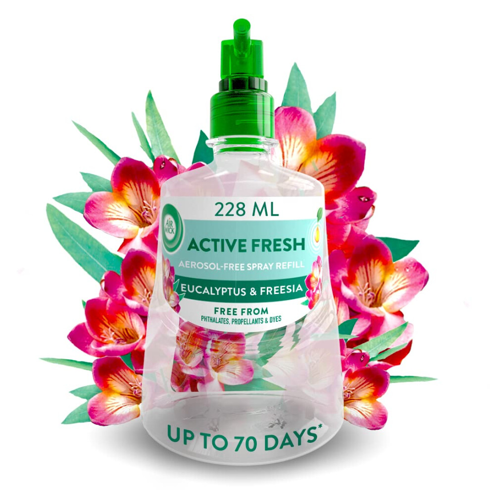 Airwick Air Wick Aerosol-Free Automatic Air Freshener Spray Refill, Eucalyptus & Freesia, Pack 1 X 228Ml, 24X7 Active Fresh Odour Neutraliser, Lasts Up To 70