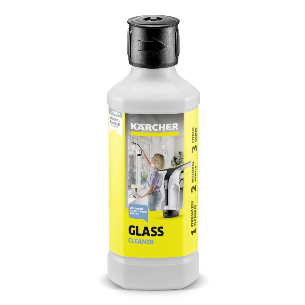 Kärcher Window Cleaner Concentrate Rm 500, For Streak-Free Cleaning Of Windows, Glass, Mirrors And Shower Screens, 500Ml Concentrate Dilutes To 4L Cl