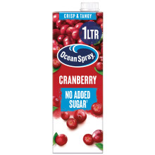 Ocean Spray Classic Cranberry Juice Drink - 1L - No Added Sugar - Natural Sweetened Fruit Juice - No Artificial Colours or Flavours
