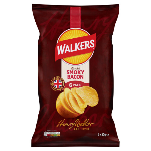 Walkers Walkers Smoky Bacon Multipack Crisps 6x25g