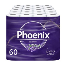 Phoenix Toilet Rolls – 60 Pack | 3 Ply Lavender Scented Toilet Paper | Bulk Buy, Soft, Quilted, Sustainably Sourced, Eco- Friendly Luxury Bathroom T