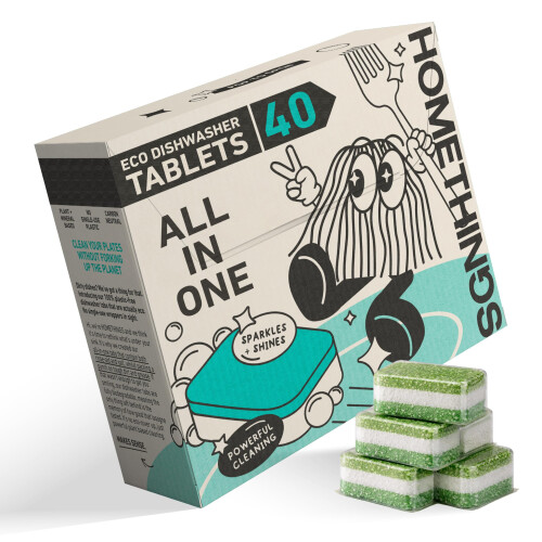 Homethings, 40 Dishwasher Tablets, Highly Effective 3-in-1 Cleaning,