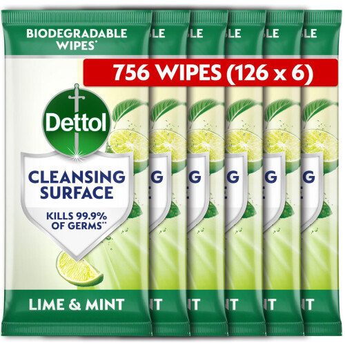 Dettol Dettol Antibacterial Biodegradable Disinfectant Wipes Lime Mint Scent 6 X 1