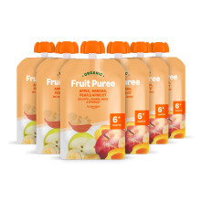 by Amazon Organic Apple, Pear, Banana, Apricot Pouch - 6 x 90g - Previously Mama Bear