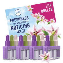 Febreze 3Volution Air Freshener Plug-In Refills, 4 Refills (20ML x 4), Lily Breeze, 3 Alternating Scents to Fight Odours