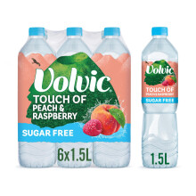 Volvic Touch of Fruit Peach & Raspberry Sugar Free Still Flavoured Water Multipack 6x1.5L
