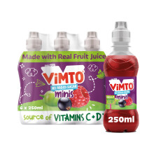 Vimto Kids Juice Drink – No Added Sugar – Grape, Blackcurrant & Raspberry – Vitamin C – 6 x 250ml Resealable Bottles – Lunchbox Friendly –