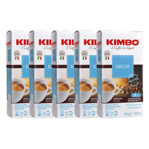 Kimbo Coffee Decaf Ground 5 x 250g Multipack  Decaffeinated Ground Italian