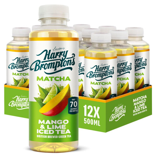 Harry Bromptons Iced Tea  Matcha Mango  Lime 12x500ml Bottles  Made with or
