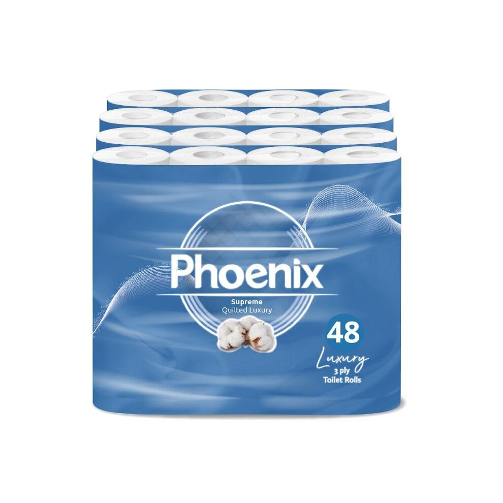 Phoenix 48 Roll Soft Supreme Luxury Quilted 3 Ply Nonfragranced Toilet Roll