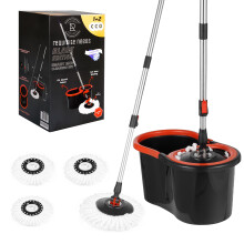 Requisite Needs Smart Spin Mop and Bucket Set – Black edition – Anti-splashing Strong And Sturdy Material – Easy Floor Moping System – 1x Buck