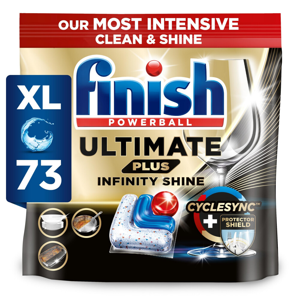 Finish Dishwasher Tablet, Ultimate Plus Infinity Shine, 73 Detergent Tablets, Fresh Scent, Tough On Grease, For Our Most Intensive Clean & Diamond Sh