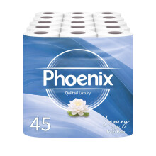 45 Phoenix Soft Quilted Luxury Toilet Rolls Bulk Buy – Quilted White 3 Ply Toilet Paper - Pack of 45 Toilet Tissue (9 x 5 Packs) 150 Sheets per roll