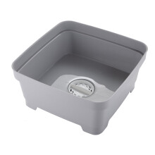 Minky Washing Up Bowl with Sink Plug Strainer Multipurpose Square Basin Gre