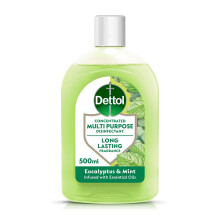 Dettol, Multipurpose Concentrated Disinfectant Liquid, Antibacterial, Eucalyptus and Mint, 500ml, Long Lasting Fragrance with Essential oils, No Hars
