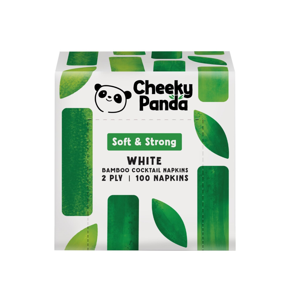 The Cheeky Panda Bamboo Paper Disposable Napkins | Pack Of 100 White Cocktail Na