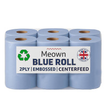 Meown Blue Roll Pack of 6 Premium Centrefeed Rolls Durable Versatile 2P