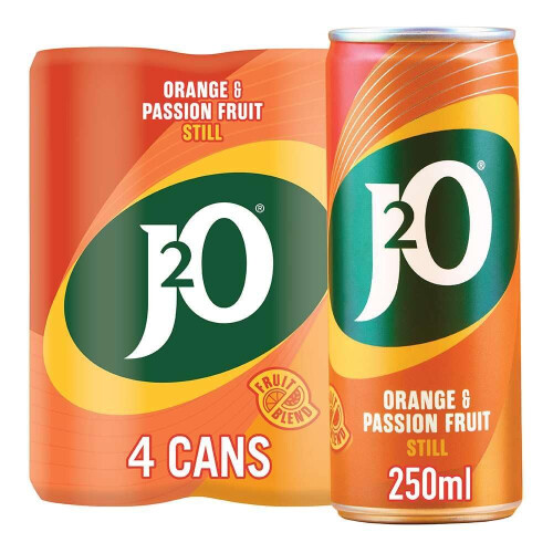 J2o Orange & Passion Fruit 4 x 250ml Cans