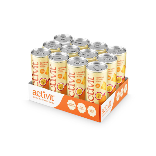 Activit Sparkling Flavoured Vitamin Water Mango Pineapple  Passionfruit Can
