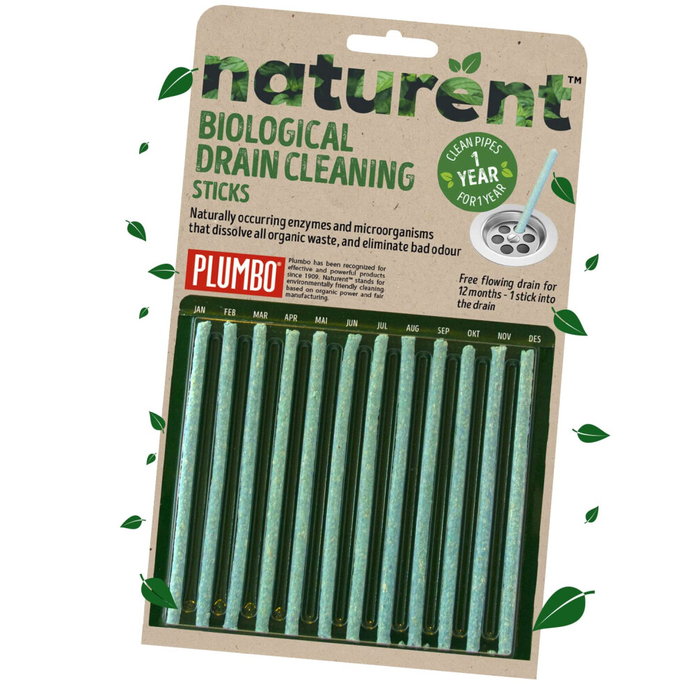 Plumbo Drain Cleaning Sticks Pack Of 12 Â 1-Year Supply Of Enzyme-Activated Cleaners, Sink Odour Remover Â Natural, Sustainable Enzyme Cleaner Clog & Dra