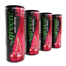 Green Sour Cherry - Low Calorie Soft Drinks - Sparkling Cherry Flavour with 10% Natural Juice - No Added Sugar, Sweetened with Stevia, No Aspartame -