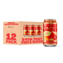 Living Things Prebiotic Soda - Gut Health & Low Calorie Drink - 12 x 330ml Cans - High in Fibre - Peach & Blood Orange