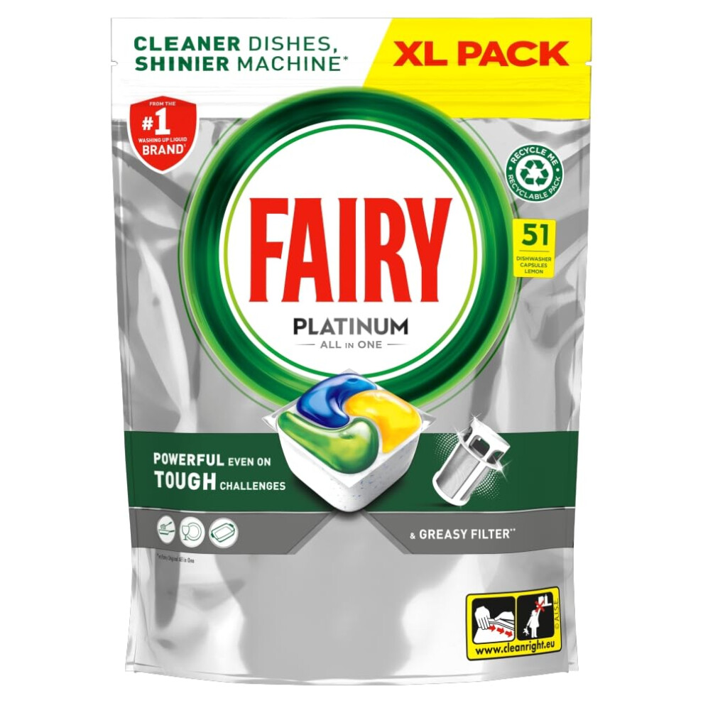 Fairy Platinum Lemon Allin1 Dishwasher Bulk Pack 51 Pods Platinum Dishwashi