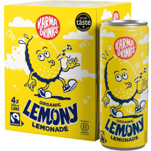 Karma Drinks Lemony Lemonade 4 x 250ml Cans Natural Fizzy Soft Drinks Fai