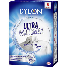 Dylon Ultra Whitener, Whitens and Revives White Laundry, Removes Stains, for all Fabrics - Pack of 5 Sachets