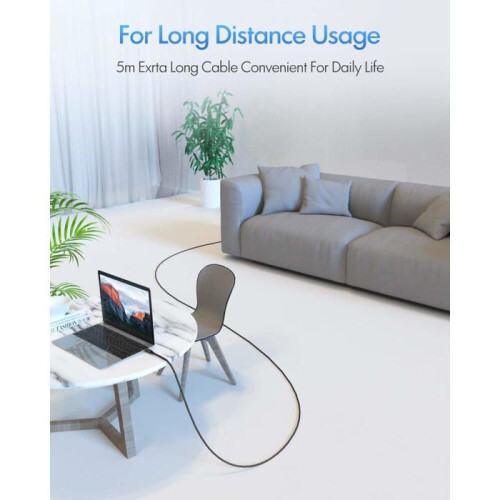 Câble Usb C 5M，Long Câble Usb Vers Usb C 3A Charge Rapide Nylon Tressée Cable Type C Pour 1