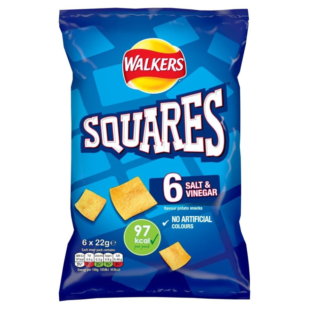 Walkers Squares Salt And Vinegar Snacks 6 X 22 G