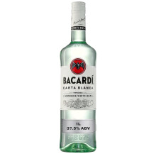 BACARDI Carta Blanca Superior White Rum - 1L / 100cl, 37.5% ABV - Iconic Caribbe