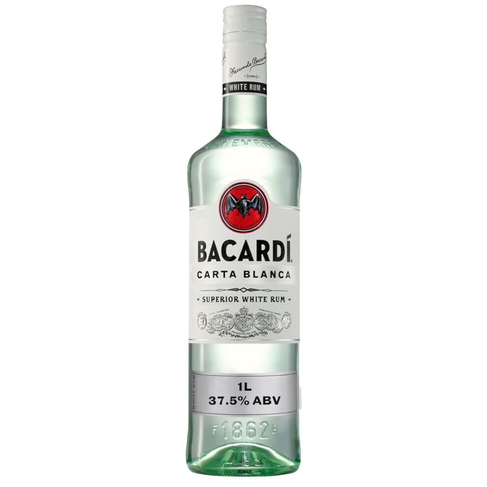 Bacardi Carta Blanca Superior White Rum - 1L / 100Cl, 37.5% Abv - Iconic Caribbe